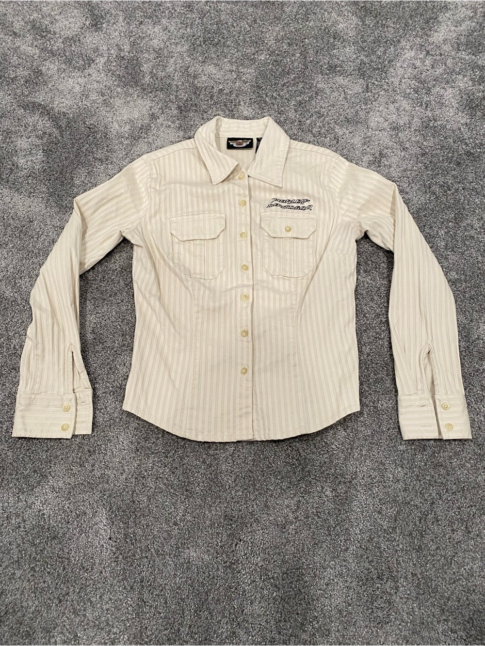 Vintage Harley Davidson Women S Long Sleeve Shirt Embroidered Back & Front 2005